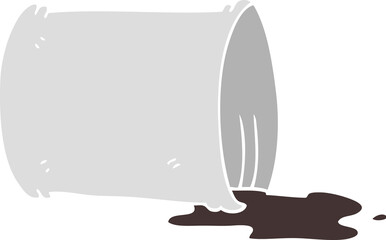 flat color illustration of spilled oil drum