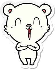 sticker of a happy cartoon polar bear