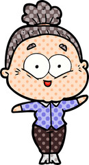 cartoon happy old woman