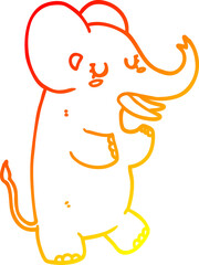 warm gradient line drawing of a cartoon elephant