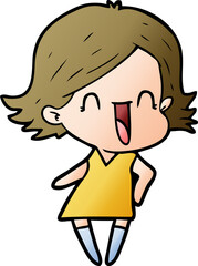 cartoon happy woman