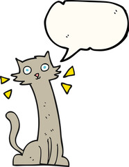 freehand drawn speech bubble cartoon cat