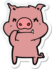 Obraz premium sticker of a angry cartoon pig