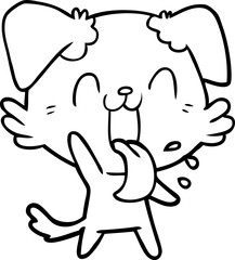 cartoon panting dog waving