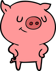 happy cartoon pig