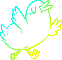 cold gradient line drawing of a happy bird