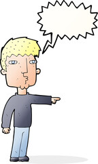 cartoon pointing man with thought bubble