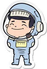 sticker of a happy cartoon astronaut
