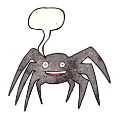 freehand speech bubble textured cartoon happy spider