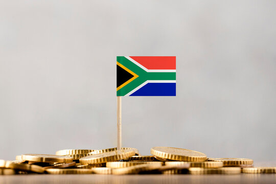 The Flag of South Africa with Coins.