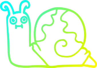cold gradient line drawing of a cartoon snail