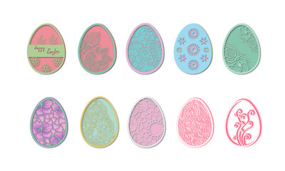 Happy Easter elements multilayer colorful greeting card bundle.