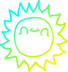 cold gradient line drawing of a cartoon happy sunshine