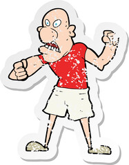 retro distressed sticker of a cartoon violent man