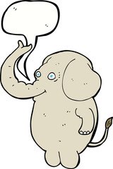 cartoon funny elephant with speech bubble