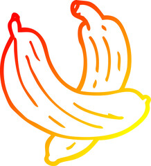 warm gradient line drawing of a cartoon pair of  bananas
