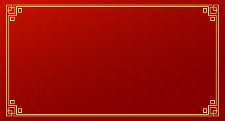 Chinese new year greeting card template red background with copy space for your text. For holiday banner or card design. Decorative. Vector illustration.