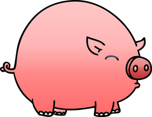 gradient shaded quirky cartoon pig