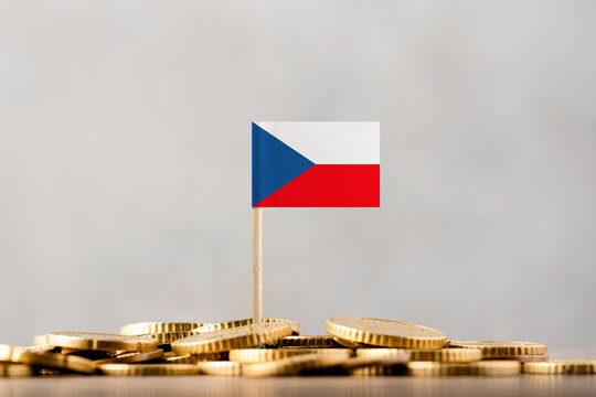The Flag of Czech with Coins.
