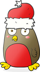 freehand drawn cartoon christmas robin