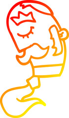 warm gradient line drawing of a cartoon man with mustache