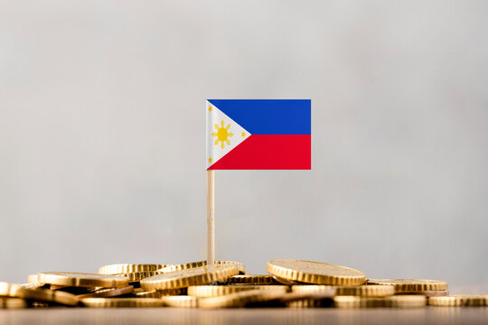 The Flag of Philippines with Coins.