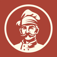 mustache dashing experienced chef logo, classic style, vintage color
