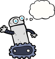 cartoon robot with thought bubble