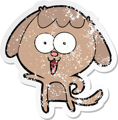 distressed sticker of a cute cartoon dog