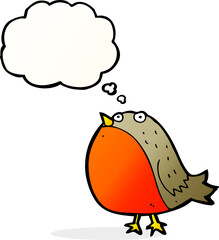 cartoon robin with thought bubble