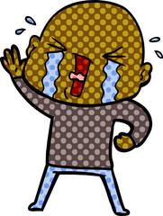 cartoon crying bald man