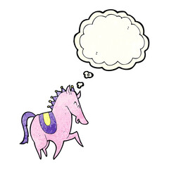 cartoon prancing horse with thought bubble