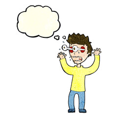 cartoon terrified man with thought bubble