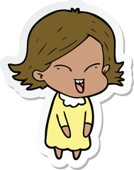 sticker of a happy cartoon girl