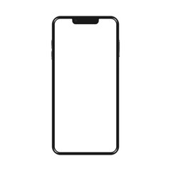 Smartphone mockup. Mobile phone template with blank screen. Cell phone device isolated on white or transparent background.