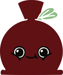 flat color retro cartoon of a sack