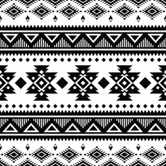 Geometric abstract vector illustration. Seamless ethnic pattern with traditional tribal texture design. Aztec Navajo style. Black and white colors. Design for textile, fabric, curtain, rug, wrapping.