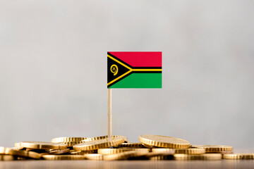 The Flag of Vanuatu with Coins.