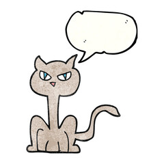 freehand speech bubble textured cartoon angry cat
