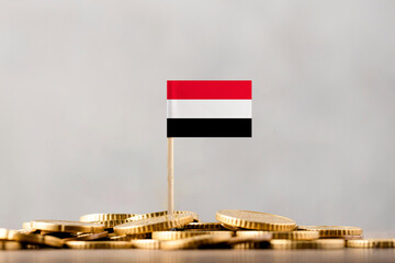 The Flag of Yemen with Coins.