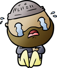 cartoon bearded man crying