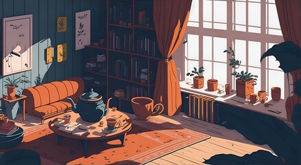 An orange cosy room
