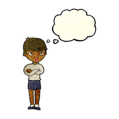 cartoon annoyed woman with thought bubble