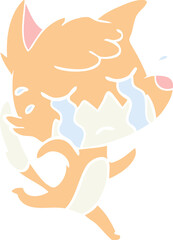 crying fox flat color style cartoon
