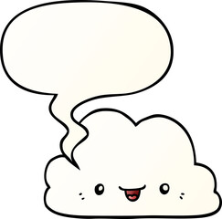 cute cartoon cloud with speech bubble in smooth gradient style