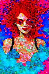 splash art women, music album, art cover, a woman with red hair