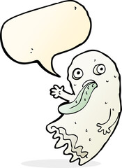 gross cartoon ghost with speech bubble