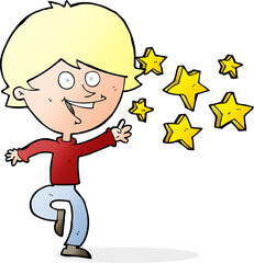 cartoon excited boy