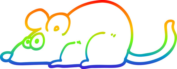 rainbow gradient line drawing of a cartoon rat