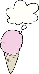 cartoon ice cream with thought bubble